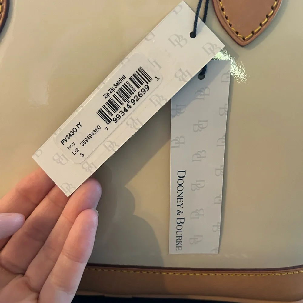 Dooney & Bourke Glossy Cream and Tan Satchel - Picture 4 of 4